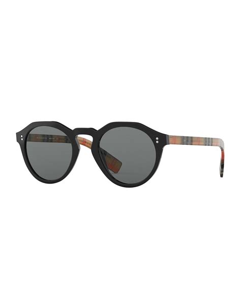 Burberry Men's Acetate Round Sunglasses 